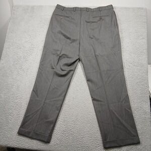 Brooks Brothers 346 Men's Dress Pants W42 L32 Gray 100% Wool Pleated Cuffed
